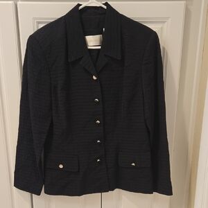 Dana Buchman Black Textured Button-Front Blazer